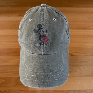 Disney Parks Mickey Mouse Distressed Olive Green Hat